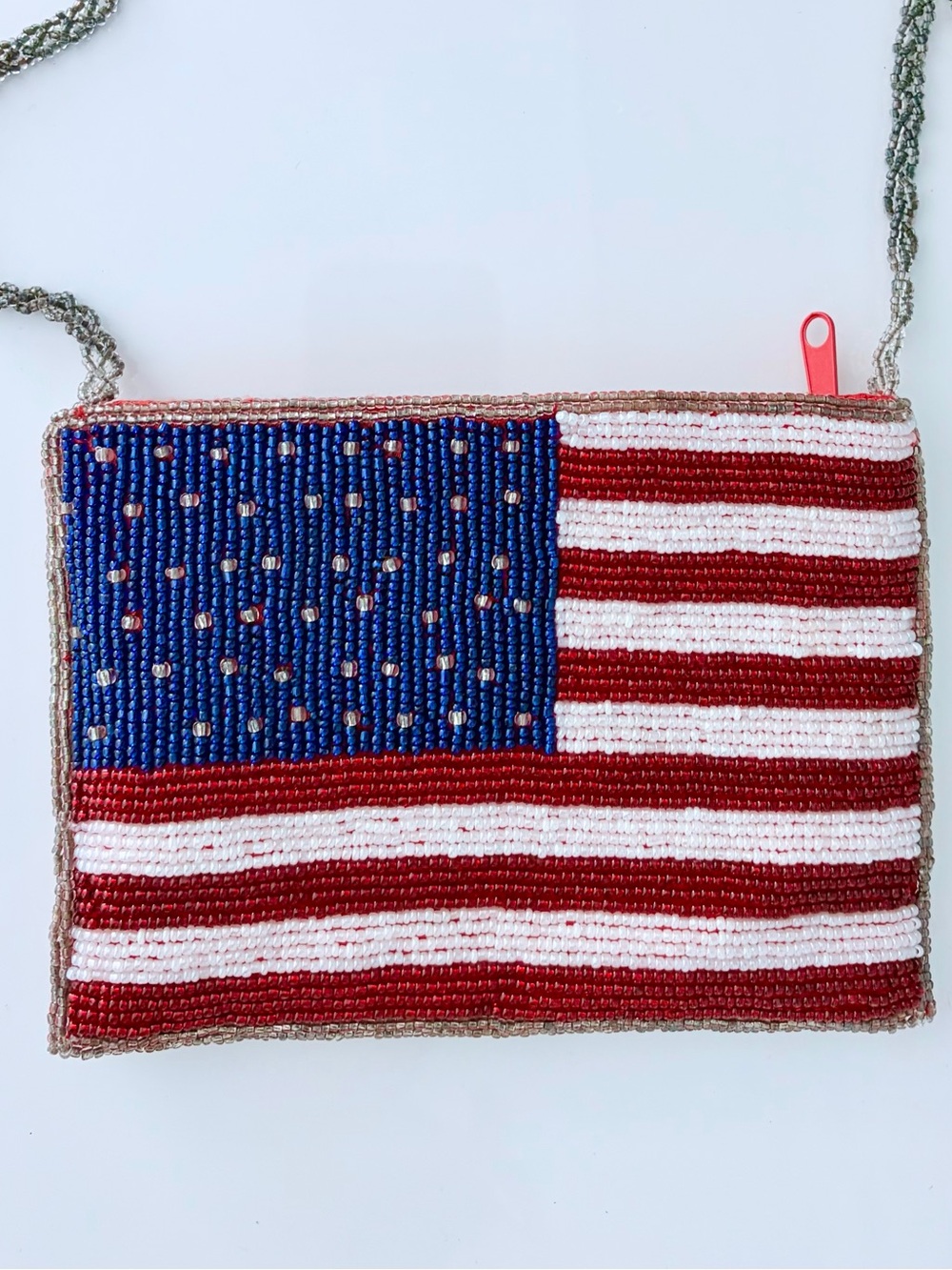 American Flag Beaded Crossbody Bag